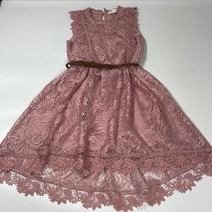 Ally B Girls Lace Hi Low Blush Pink Sleeveless Dress Size 8
